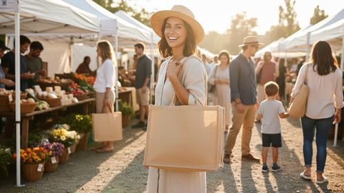 KAF Home Jute Market Tote Bag with Handles (Blank) - color: Natural