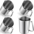 Copkim 4 Pcs Milk Frothing Pitcher with Handle 16 oz, 500 ml, 2 Cup 304 Stainless Steel Pitcher with Pour Lip Metal Liquid Measuring Cups Measuring Jug Milk Frothing Cups for Latte Art Water Pouring - size: 2 Cup