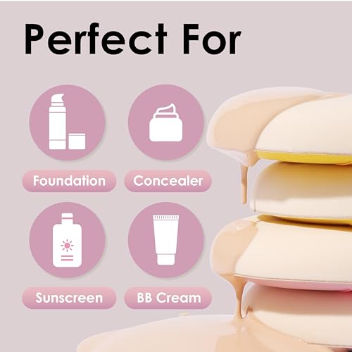 COOL-ANGLE Makeup Sponge Blender, Latex-Free, Pale Pink, Medium, 5 Pcs | For Liquid Foundation And Powder, Wet Or Dry Dual Use, Beginner Friendly, Washable Latex-Free Material, Daily Makeup Tool - color: A4:Pale Pink*5