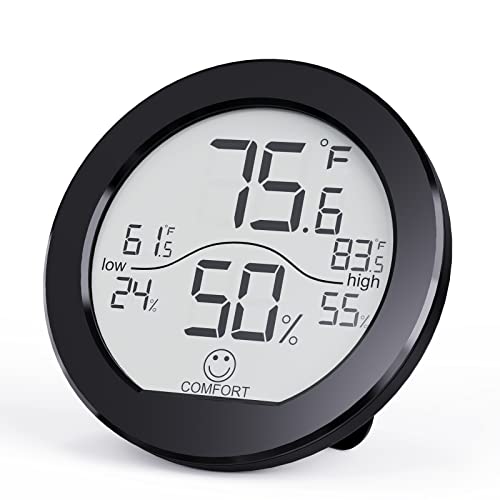 Indoor Digital Hygrometer Thermometer for Room Temperature Humidity Meter | SECRUI Thermometer Accuracy Calibration LCD Temperature Sensor with Maximum and Minimum Records,1 Pack - color: Black, size: TH1x1