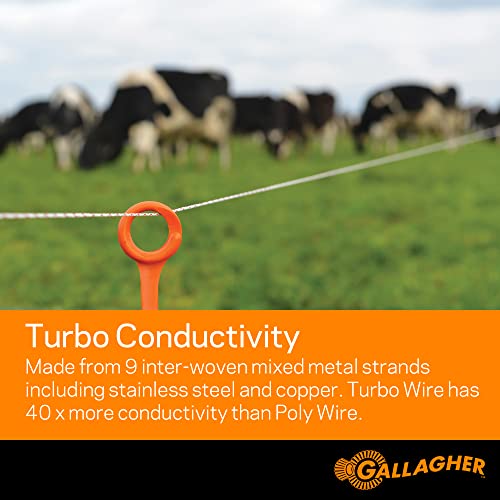 Gallagher S12 Solar Energizer and 3/32" Diameter x 656' Turbo Wire with 9 Mixed Metal Strands for 40x More Conductivity and Extreme Power | Kit for Livestock, Gardens, Orchards, Pets, and More