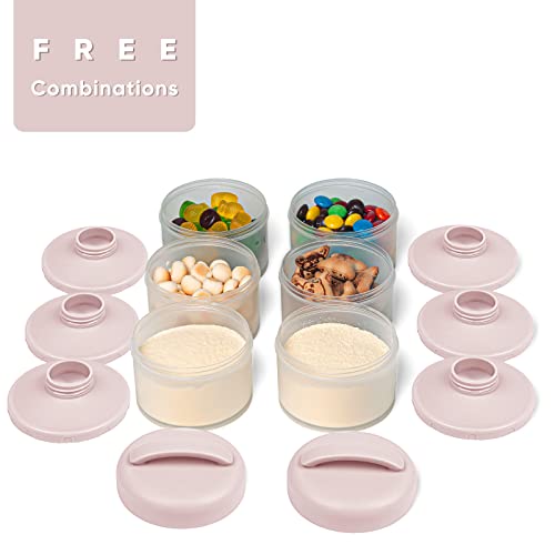 Termichy Stackable Formula Dispenser Portable Milk Powder Container, 2 Pack, Light Pink | Separated Compartments Premeasure Storage - Mess-Free Funnel Spout for No-Spill Pouring - for Home or Travel Use - color: Light Pink