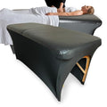 Lash Bed Cover - Waterproof Artificial Leather Massage Table Cover, Fitted Wax Mat Protector for Esthetician Bed, Massage Bed Topper, Lash Bed Topper, and Waxing Bed Use – Black