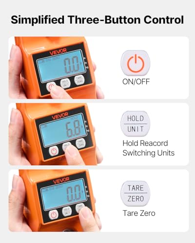 VEVOR Digital Crane Scale, 880 lbs/400 kg, Industrial Heavy Duty Hanging Scale with Cast Aluminum Case & LCD Screen, Handheld Mini Crane with Hooks for Farm, Hunting, Fishing, Outdoor, Garage (Orange) - style: 880 lbs/400 kg