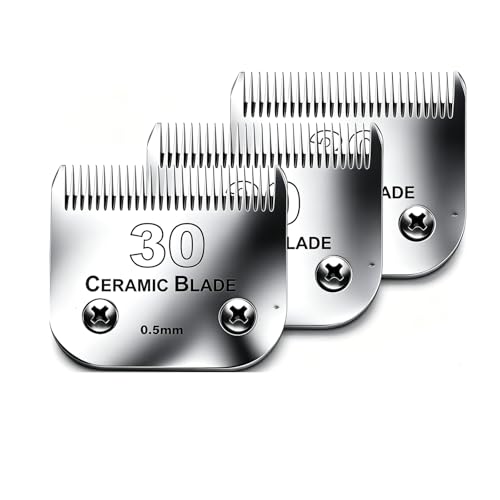 #30 Blade Dog Grooming Replacement Blades Compatible with Andis/Wahl/Oster | Dog Clippers,Detachable Ceramic Blade & Stainless Steel Blade,Size-30, 1/50-Inch Cut Length (64260),3Pack - color: 3pcs #30