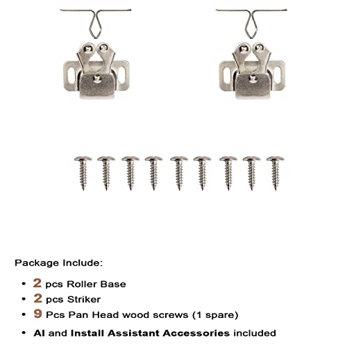 Keenkee Cabinet Latch Double Roller Catch, Nickel, 2 PCS | Cupboard Closet Cabinet Door Latches and Catches Hardware - color: Nickel 2ps