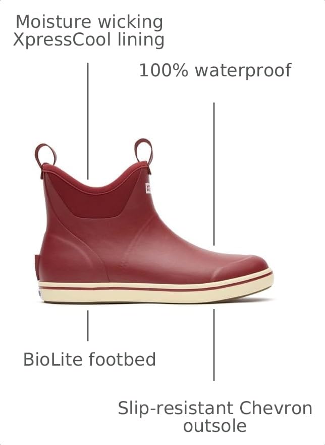 XTRATUF Men's Ankle Deck Boot - color: Rust Red, size: 10