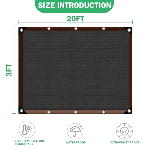 Shade Cloth - for Plants Greenhouse, 70% Sunblock Shade Sails -for Outdoor Garden Pergola Patio Lawn Sun Shade Cloths for Kennel Chicken Coop Easier to Hang Plant Shade Net Cover - size: 3'x20'