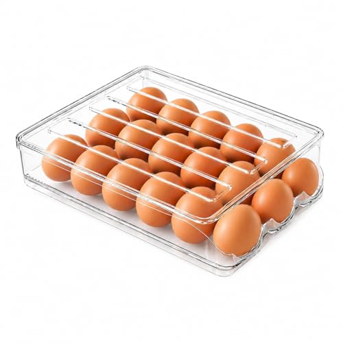 18 Egg Storage For Refrigerator, Egg Dispenser For Refrigerator, Automatic Rolling Egg Holder For Fridge, BPA-Free Clear Egg Tray. - size: 1 Layer Holder 18 Eggs