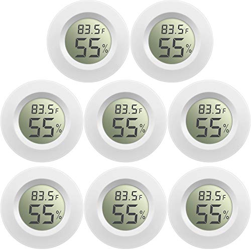 Weewooday 8 Pcs Mini Hygrometer Thermometer Digital LCD, White | Monitor Indoor Outdoor Room, Humidity Meter Temperature Gauge for Greenhouse Garden Reptile Incubator Cellar,℉ or ℃ - size: White