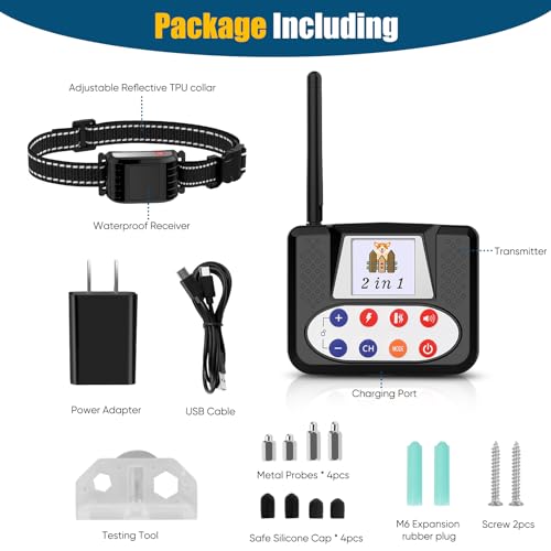 Wireless Dog Fence, Electric Fence System with Big LCD Color Screen, Portable Wireless Pet Fence with Remote Training Collar, Dog Perimeter Collar, Adjustable for Small Medium Big Dogs