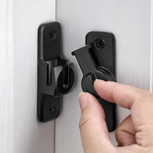 2 Pcs Matte Black 90/180 Degree Flip Latch,Zinc Alloy Barn Door Latch | Right Angle Door Lock Latch,Sliding Door Latch Lock,for Cabinets,Bedroom,Fence Gates,Window,Garden,Garage,Pet Cage - color: Matte Black
