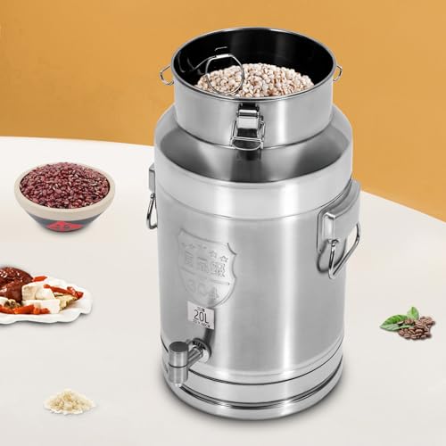 5.28 Gallon Milk Can - 304 Stainless Steel Milk Bucket with Sealed Lid, Milk Transport Barrel with Spigot for Liquid Storage, Ideal for Milk, Wine, and Beverages - size: 5.28 Gallon