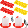 6 Pack Chicken Feeder Waterer Set, 1L Feeder Flip Top Feeding Dispenser with Anti-Spill Design for Pigeon, Chick, Duckling, Quail, Durable Plastic Feeding Supplies for Small Poultry Backyard Birds