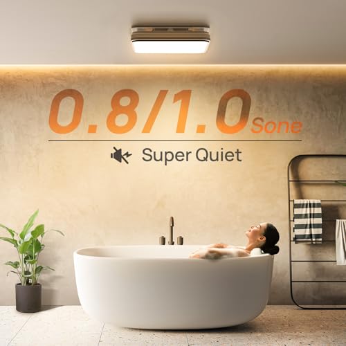 Consciot Bathroom Exhaust Fan with Light, 110/160CFM 1.0 Sones, 40W Household Ventilation Fan for Home, 1500lm Dimmable LED Light 3000K/4000K/5000K Selectable & Nightlight, White - style: 110/160 CFM