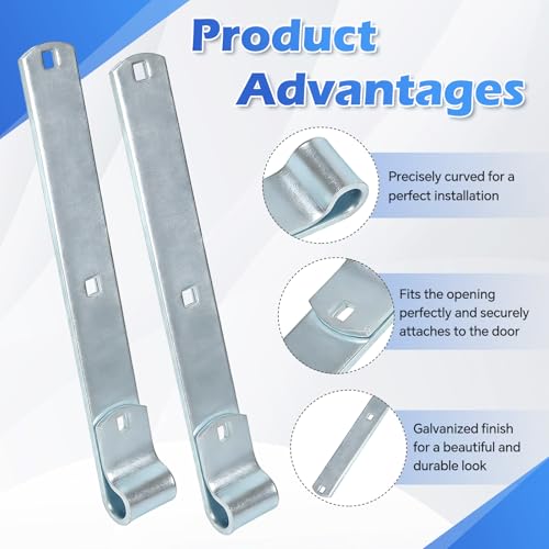 2 Pack Wall Mount Gate Hinge Bracket with Strap Hinge Heavy Duty Farm & Chain Link Gate Hinges Farm Gate Hinges Outdoor Hardware for Barns Tool Sheds and Other Swing Doors, Galvanized - style: 2pcs U-shape-12''