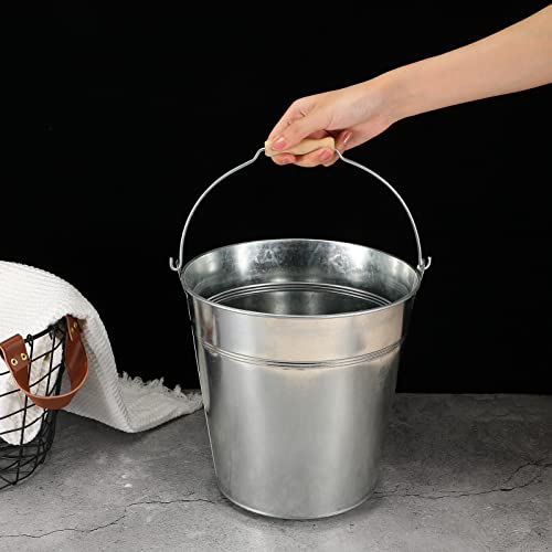 Didaey 12 Pcs Galvanized Metal Beer Buckets, Handle,Silver | 9 Quart Large Capacity Pails for Party Wedding, Tin Pails for Beer Ice, Round Design for Table Centerpieces Crafts - color: Silver