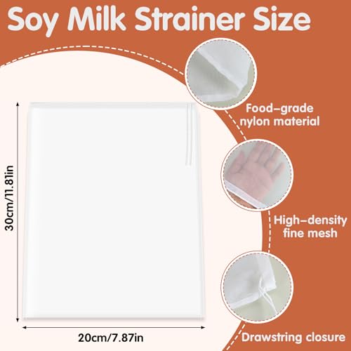Uncle Yang 6 Pcs Nut Milk Bag 12 x 8 Inch Nut Bag Strainer 200 Mesh | Reusable Fine Juice Strainer Bag Fine Mesh Bag Nylon Cheese Cloth Bags for Straining Yogurt Juice Coffee Beer Jelly Cheese