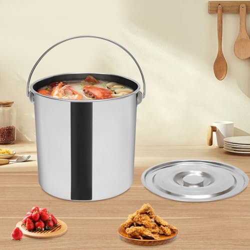 Extra Thick 20L Stainless Steel Barrel Bucket with Lid, Milk Can, Food & Water Storage, Wine Pail, Champagne Cooler, Kitchen Bucket - color: 20l