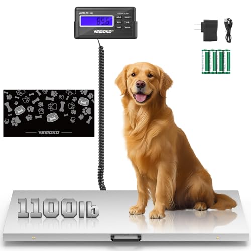 Precision Livestock Scale,1100lb×0.2lb Large Dog Scale (40.5"×20.6") | Large Breed Animal Livestock Weight Scale,Silver Smooth Stainless Steel Platform with Bonus Non-Slip Mat for Large Breed Pets - size: 40.5"×20.5"