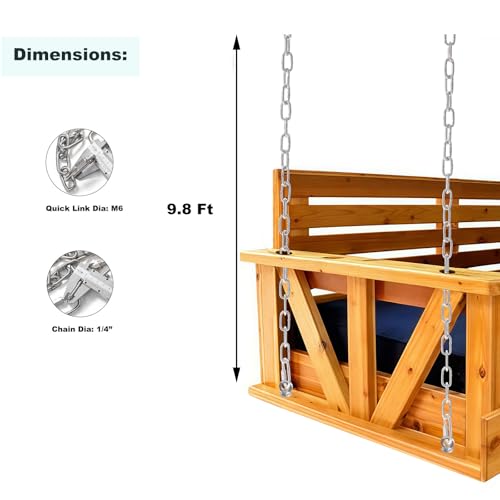 4 Pack 9.8 Foot 304 Stainless Steel Porch Swing Bed Chains | Fits Up to 10' Ceiling, Heavy Duty, Hanging Swing Daybed Chain Replacement Kit, 700LB Capacity - size: 10 Feet Ceiling 9.8Ft*4