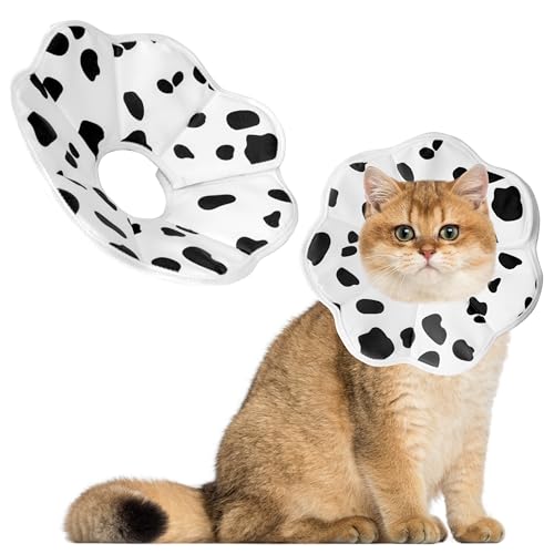 Soft Adjustable Cat Cone Collar, Comfortable Cat Recovery Collar - color: Milk, size: Small