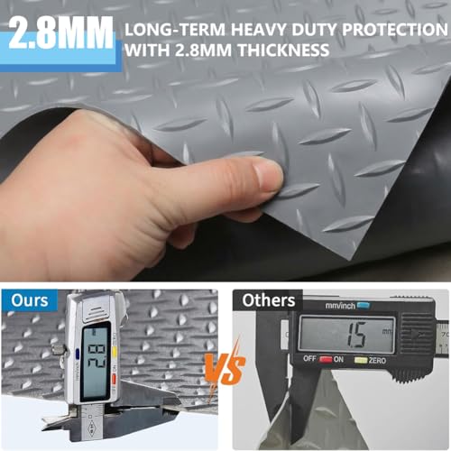 Petgrow 2.8mm Thickened Garage Floor Mat, Custom Size Parking Mat | Non-Slip PVC Floor Protector for Under Car,Golf Cart,Rubber Motorcycle Mat, Large SUVs,MPV, Pickup Truck,Gray - size: 4FT X 10FT
