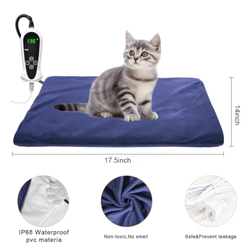 RIOGOO Pet Heating Pad, Electric Heating Pad for Dogs and Cats Indoor Warming Mat with Auto Power Off (S: 17.5"x14") - size: Small