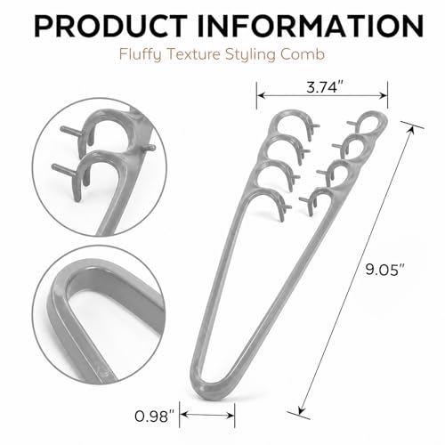 Texture Styling Comb, Wide Tooth Daily Grooming Comb, Professional Hair Styling Tool for Men and Women, Grey (1 Pack)