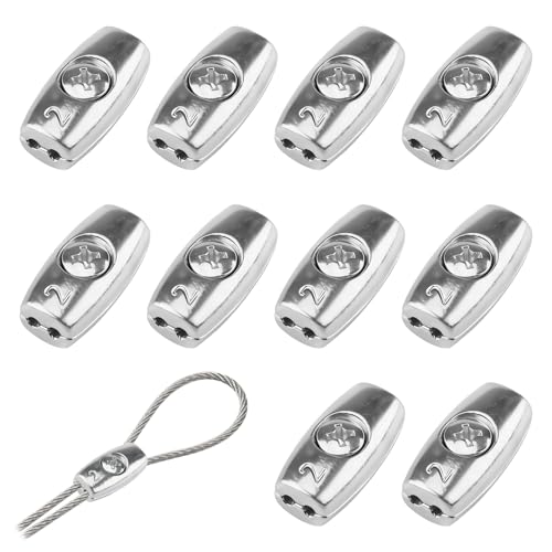 10 Pcs Electric Fence Wire Connectors, 2mm Rope Clamps | Zinc alloy egg shape wire rope clamps, 27 x 14.5 mm, for steel cable fence splicing, agricultural and animal enclosures