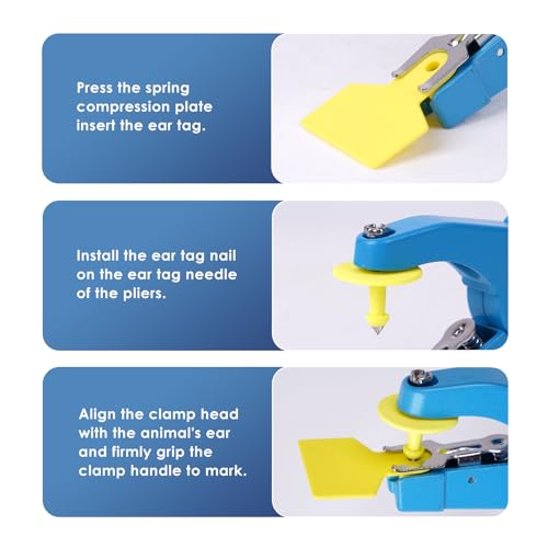 Cattle Ear Tagger Universal Livestock Ear Tag Pliers Applicator for Cattle Cow Pig Sheep Goat Livestock(Blue)