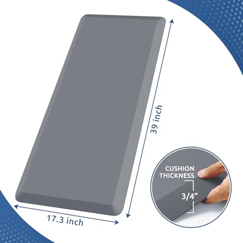 0.8" Thick Kitchen Mat Cushioned Anti Fatigue Rug Comfort Floor Mats | Water-Resistant, Non-Slip, Easy to Clean Comfort Floor Mat for Kitchen, Sink & Office, Multiple Colors & Sizes, 17.3"x39" - color: Grey, size: 39"L x 17.3"W x 0.8"Th