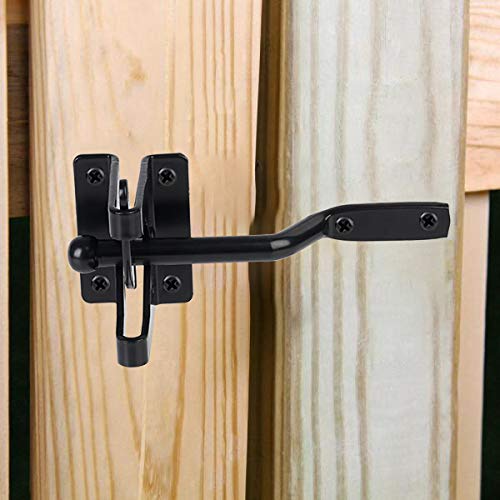 Self-Locking Gate Latch,Automatic Gravity Lever Latch for Wooden Fence Post Mount, Door Latch for Secure Pool,Garden,Shed,Black Powder Coated for Rust Resistance