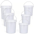 5 Gallon Large & 2.5 Gallon Small Bucket Set with Handle (6 Pack), Plastic Bucket for Cleaning Car Wash Paint Garden Outdoor, Food Grade Plastic Container for Water Kitchen Storage, White - size: 3 x 5 Gallon & 3 x 2.5 Gallon