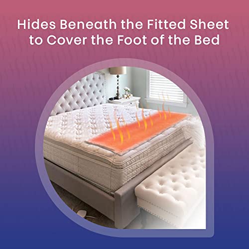 Hidden Heat Electric Foot of the Bed Warmer by SpotWarm; Wireless RF Remote, Microplush Flannel Mattress Warmer for Heated Feet. Queen Bed - 60” by 24” - size: 60" by 24"
