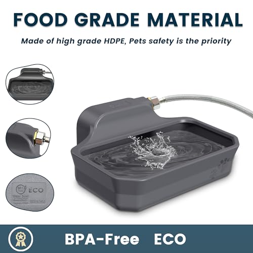 PETIMI Automatic Dog Water Dispenser, 1 Gallon Auto-Fill Dog Water Bowl Dispenser for Indoor/Outdoor, Large Water Feeder for Pets & Livestock, Fits GHT 3/4" Faucet, BPA Free, Easy to Clean, Gray - color: Gray