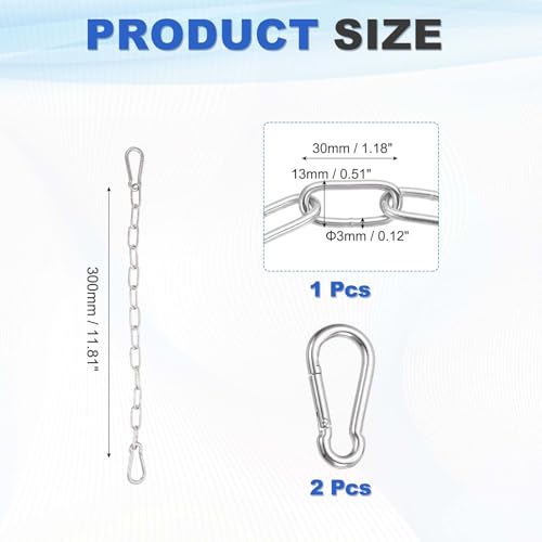 PATIKIL Gate Chain Lock, (11.9Inch, Silver) (1Pcs)304 Stainless Steel Hanging Chain Lock for Stall Barn/Cabinet/Fence/Hammock/Pet Cage - size: 11.9Inch