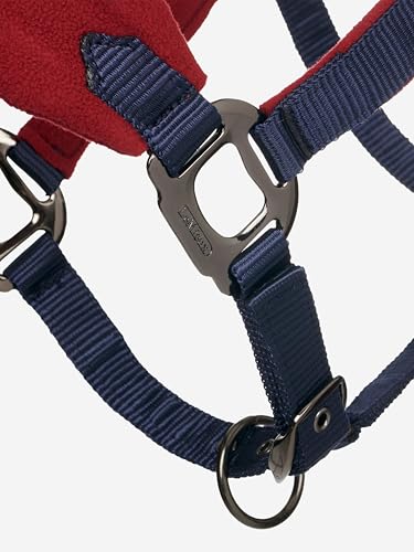 LeMieux Vogue Fleece Headcollar - Halter & Leadrope - Extra Padding, Adjustable at Curb and Poll Strap - color: Burgundy / Navy, size: Pony