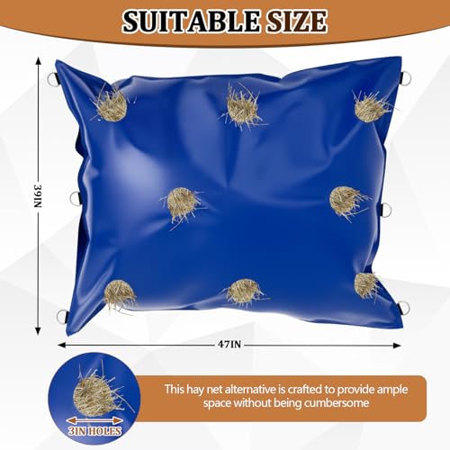 47'' x 39'' Zip Slow Feed Bag Hay Net Alternative Slow Feeder Horse Hay Bag for Stall, Trailer, Track, Paddock, or for Horse, Goat, Donkey