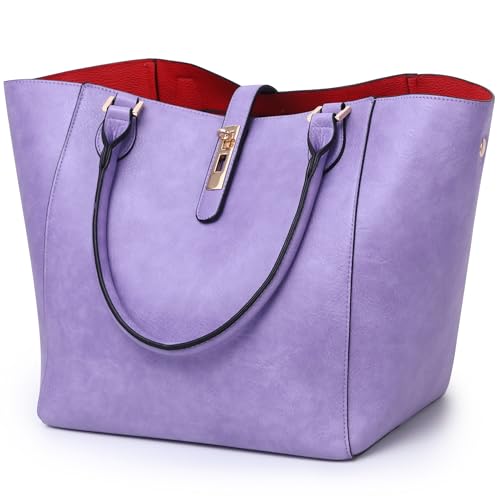 sqlp Large Work Tote Bag for Women Big Bucket Purses Designer Handbags - color: Light Purple