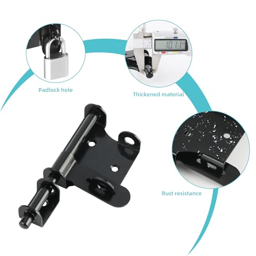 Alise 6 Inch Slide Bolt Gate Latch, Door Lock with Padlock Hole, Heavy Duty Stainless Steel Barrel Bolts Safety Door Lock for Wooden Fence, Outdoor Fence,Shed Door Black | Door Lock with Padlock Hole, Heavy Duty Stainless Steel Shed Door Latch for Wooden