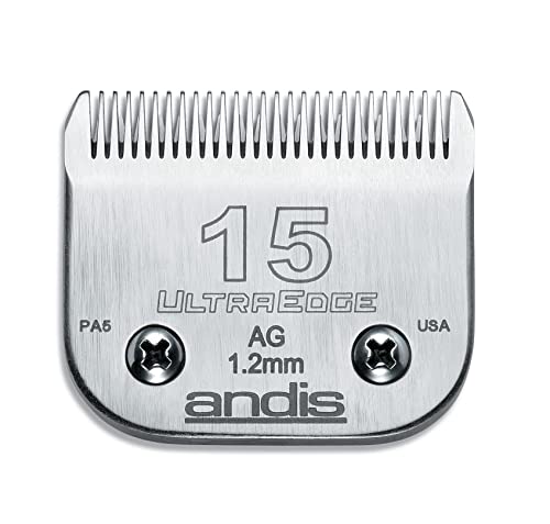 Andis 64072 UltraEdge Detachable Blade – Carbon Steel Pet Clipper Blade, Professional Grooming Performance - style: 15 Blade (Pack of 1)