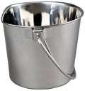 Advance PET Products 6 Quart Heavy Duty Stainless Steel Flat Side Bucket | Durable Food & Water Pail for Dogs, Cats, Kennels, Cages and Critter Crates | Multi-Purpose Bucket - size: 6 Quart - Not Hooked