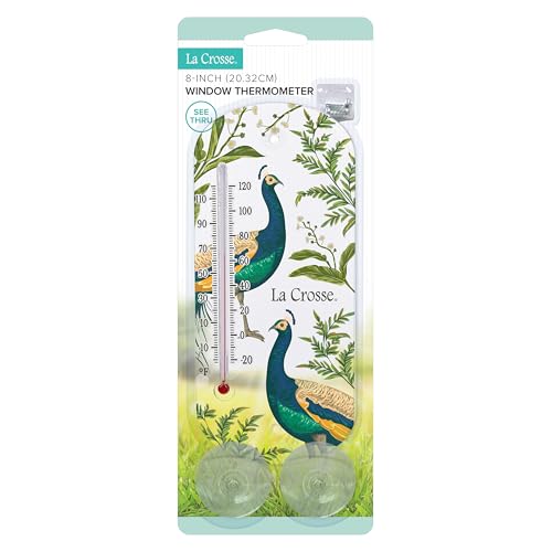 La Crosse 204-1520F 8-inch Analog Capillary Window Thermometer with Peacock - color: Blue