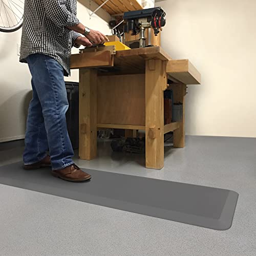 NewLife by GelPro Anti-Fatigue Nonslip 1/2" Thick Hard Floor Utility Mat for Garage, Patio and Kitchen, 20" x 72", Leather Grain Grey - color: Leather Grain Grey