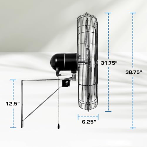 Hurricane Pro Commercial Grade Oscillating Wall Mount Fan, Black, 30in | Heavy-Duty All-Metal Corded Air Cooling Unit for Home, Garage, Greenhouse & Workshop - style: 30" Pro Commercial Grade