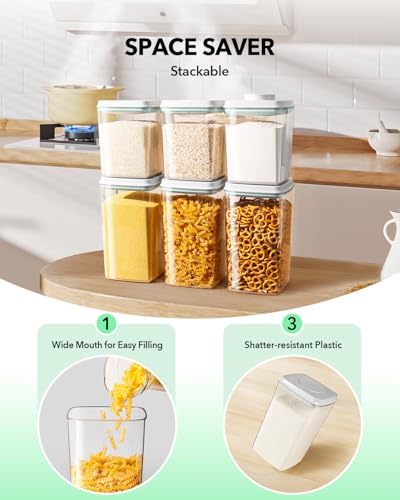 Food Storage Container Sets, 2.8 Qt + 4.2 Qt *2 Airtight Canisters with Lids and 130ml Scoop, BPA-Free Plastic Pantry Containers for Flour, Sugar, Rice - color: 4L*2+2.65L