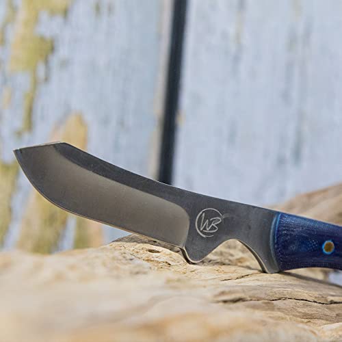 WHISKEY BENT HAT CO. Sendero Caper 440 Stainless Steel Fixed Blade Knife w/Leather Sheath (Nightfall) - color: Nightfall