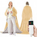 Wearable Heated Blanket With Sleeves & Foot Pocket, Heated Throw Blankets Fast Heating Blanket With 10 Heat Settings Auto Shut Off Over-Heat Protection-Warm Gift, Machine Washable, 52”*72”+18” - color: Khaki