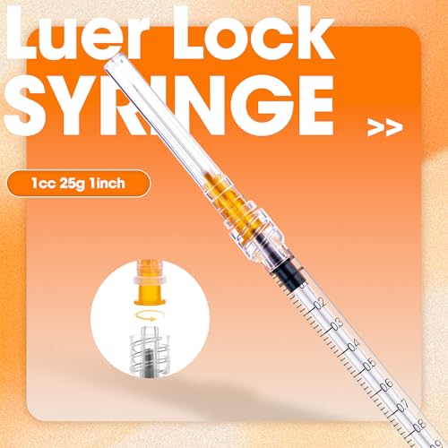 1mL/cc Disposable Luer Lock Syringe 25G 1 inch for Lab Use, Individually Wrapped,Pack of 50 - style: 1ml-25G-1" (Luer Lock)